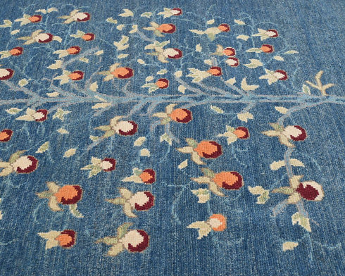 3x5 Blue Kuba Afghan Hand Knotted Wool Area Rug